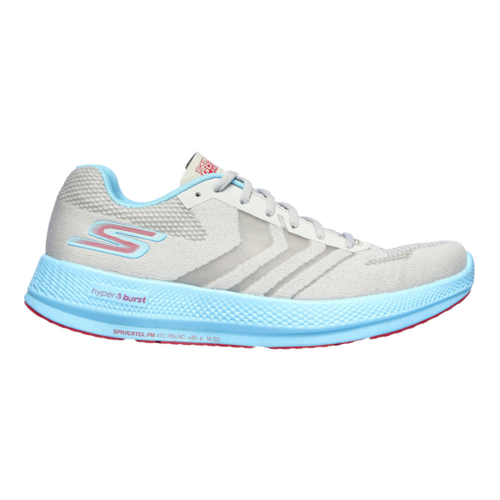Women's Skechers Go Run Razor +, Grey/Aqua, 8 B Medium